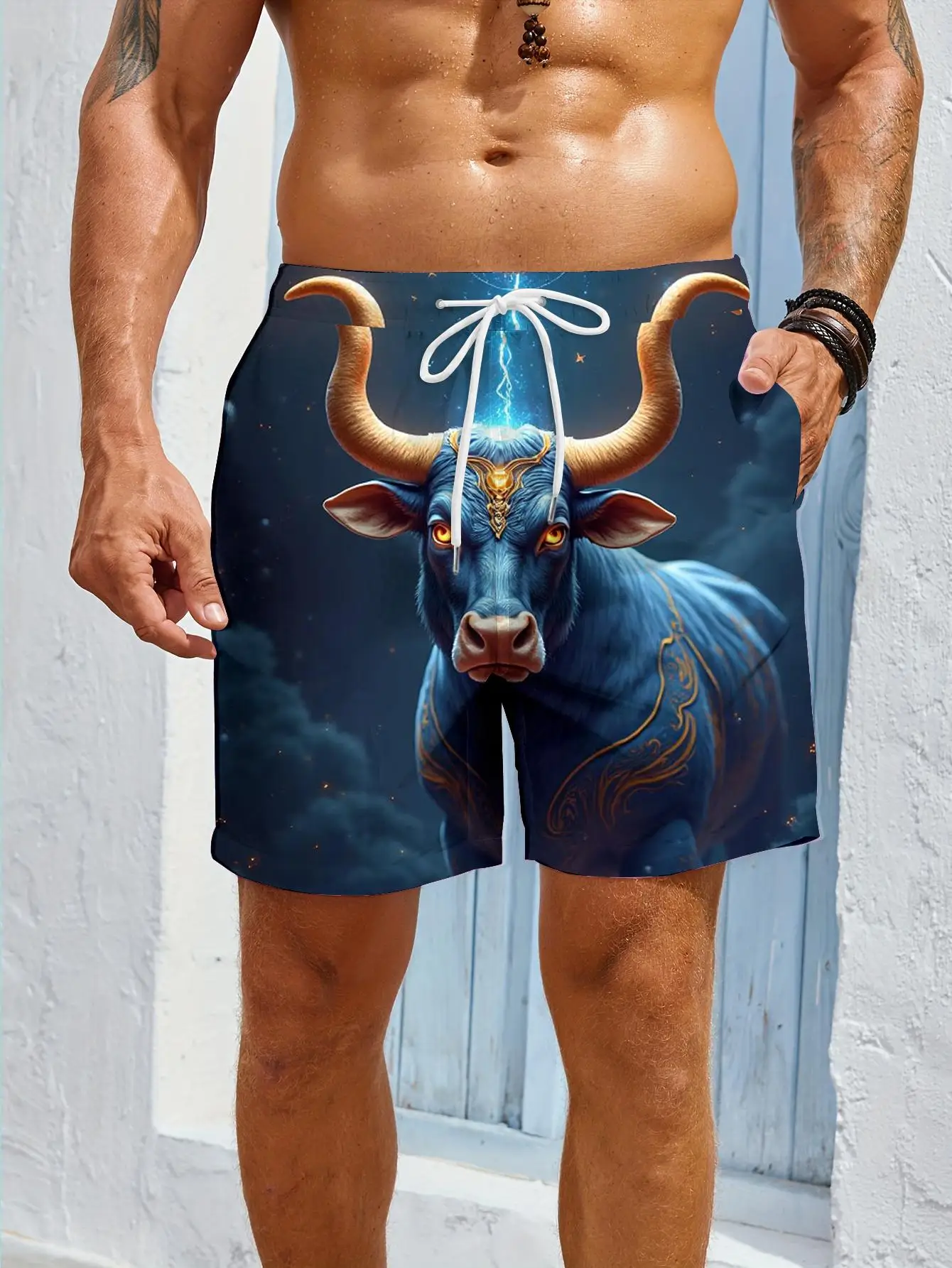 1pcs Men's Short swim trunks2026 Summer 3D Printed Short sleeve New pants running Breathable Polyester Quick drying