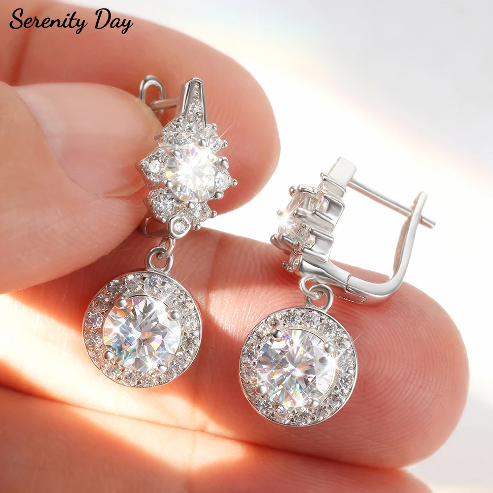 

Serenity 3ct Moissanite Earrings for Women Gift Lab Diamond Round Bag Pendant Earrings Plated 18K Solid s925 Silver Stud Jewelry