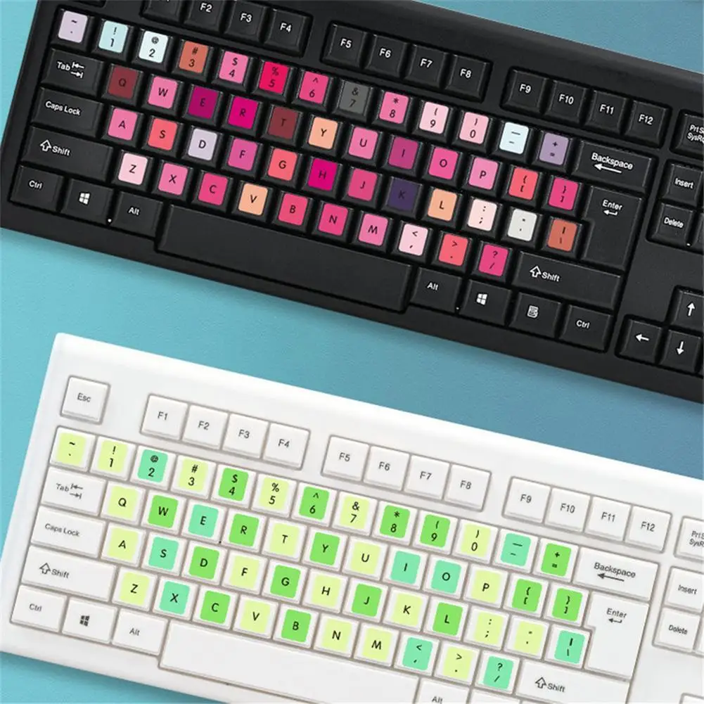 1pcs Notebook English Keyboard Sticker Macaron Color Key Sticker Desktop Computer Sticker Scrub Repair Dust-proof Keyboard Film