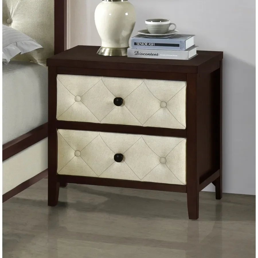 

Beautiful Cherry Espresso Finish Nightstand 1pc Designed Drawers Fronts Modern Bedroom Furniture