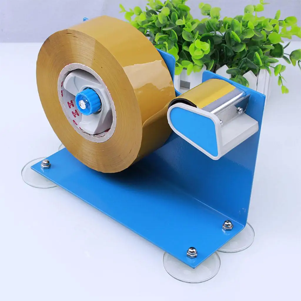 Iron Tape Dispenser,Roller Tape Cutter,Manual Packing Machine with 4 Sucker Cup,Desktop Sealing Wrapping Desktop