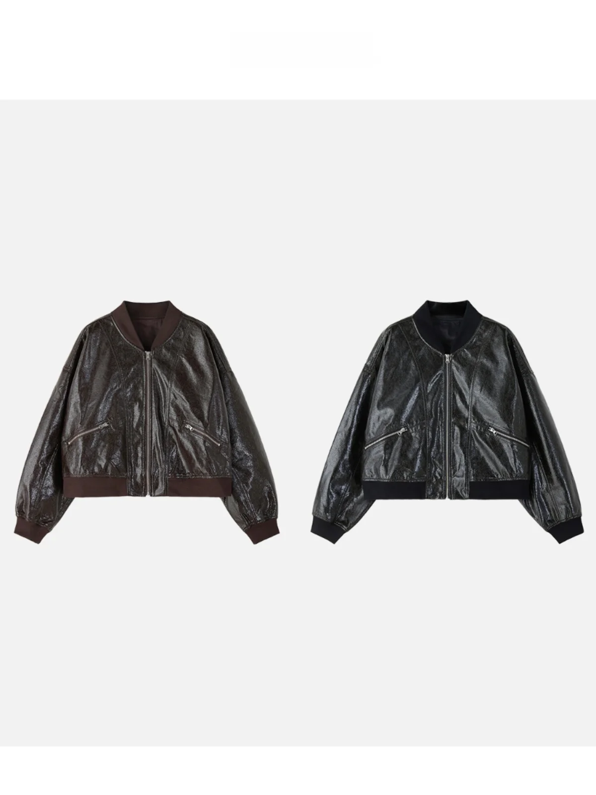 JINGJING2024 Nieuwe "Free Spirit Retro" Amerikaanse Sle Rits Design PU Lederen Jas of Buitenkleding voor Dames