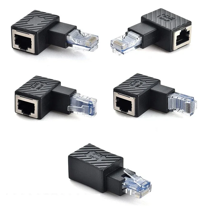 1PCS Up Down Left Right Angle Ethernet Adapter 90 Degree and 270 Degree RJ45 8P8C Ethernet Female To 8P8C Male Adapter