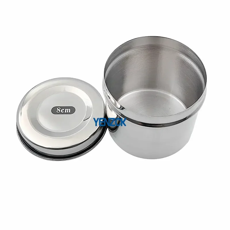 1Pc Stainless Steel Dental Cotton Ball Container 8CM Cotton Roll Tank For Surgical Cosmetic Tattoo