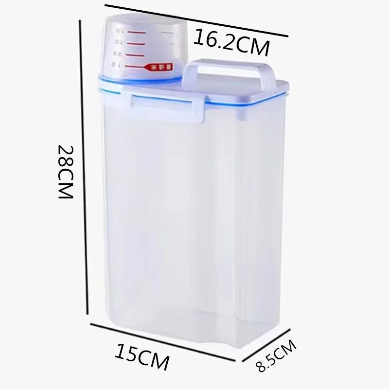 1Pc 2L Food Pail Plastic Storage Tank with Measuring Cup Container Moisture Proof Sealed Jar Supplies Accessories Storage Tank