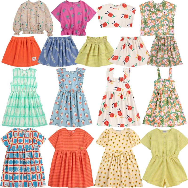 

2025 New Spring Summer Korean Kids Dress Girls European and American Printed Dress Female Infant Printed Short Skirt