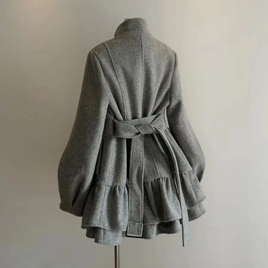 

Japan Retro Japanese Waist Woolen Coat Design Sense Niche Temperament Advanced Warm Coat