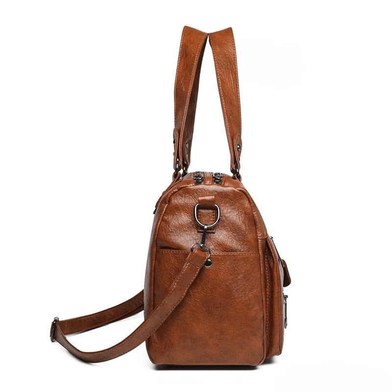 Modische Damen-Umhängetasche aus weichem Leder, große Kapazität, mehrere Außentaschen, abnehmbarer Riemen, Crossbody-Handtasche für den Alltag – Detail 13