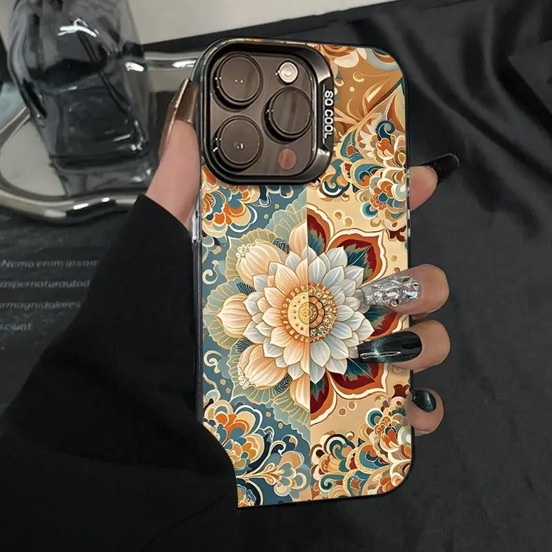

Yellow flower pattern phone case for iPhone 16 15 14 13 12 11 Pro/ Max/Plus shock-proof rear cover anti-fingerprint