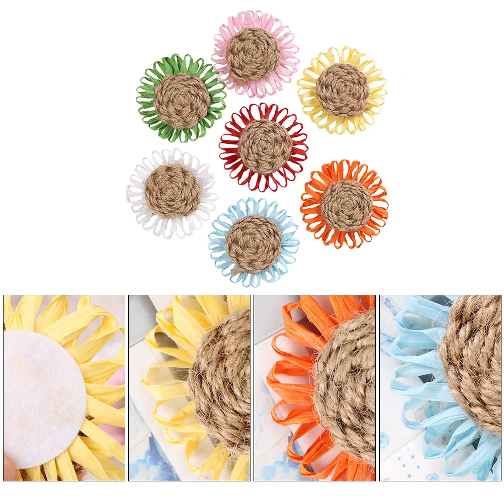 

7Pcs Hemp Rope Daisy Handmade Decoration Christmas DIY Rustic Flower Accessories for Home Apparel Headpiece Rope Flower