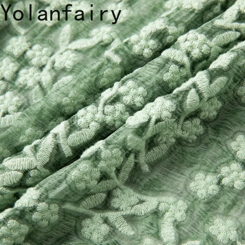 YOLANFAIRY 100% Moerbei Zijde Blouses voor Vrouw Elegante Geborduurde Zonwering Shirt Blouse Vrouwen Top Chemises Et Blouses