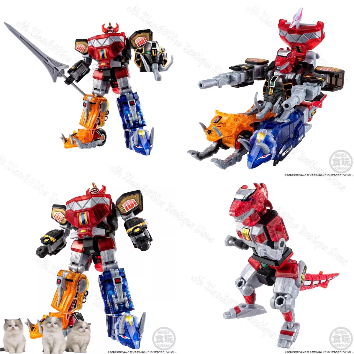 

BANDAI SHOGUGAN SMP Mighty Morphin Power Rangers Megazord Clear Color Ver. 15CM Anime Action Figures Assembly Model Toy