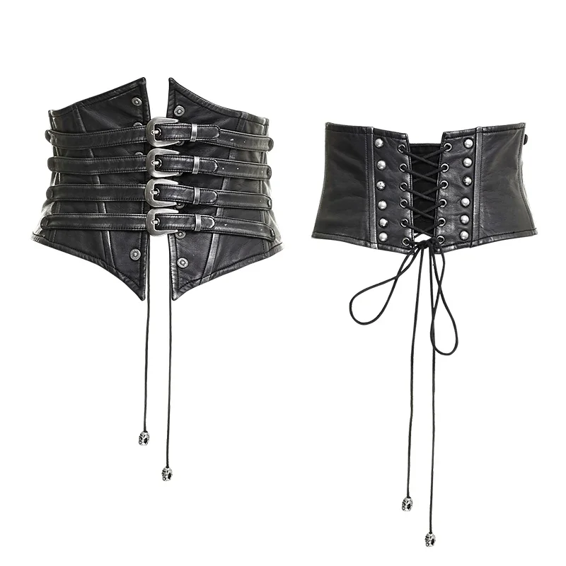 PUNK RAVE Steampunk Female Accessories Slim Body Shaper Buckle Loops Girdle Vintage Inelastic Leather Unisex  Hand-Rubbed