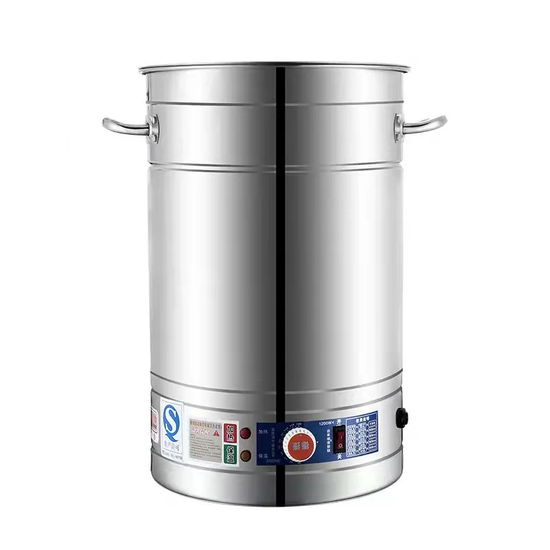 Electric Soup Bucket Stainless Steel Large Capacity Commercial Soup Warmer Heating Pot 128L with Faucet