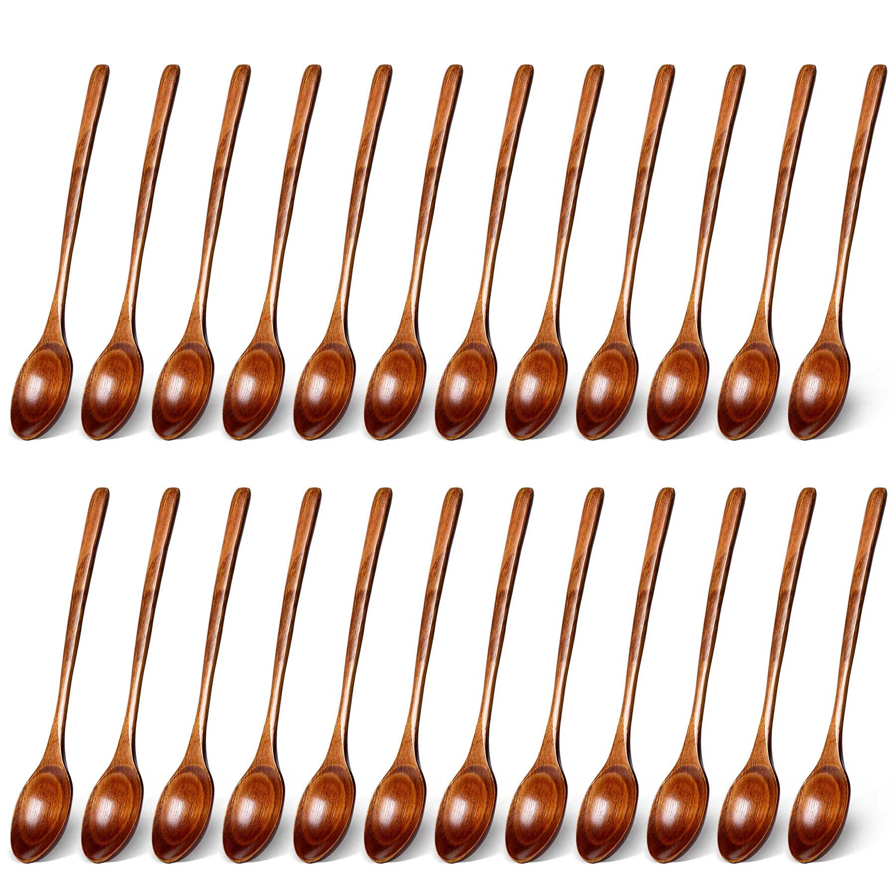 24PCS Wooden Spoons for Cooking, 9.25Inch Large Wooden Ladles for Eating Pasta Mixing Stirring Tasting Baking, Extra Long Handle