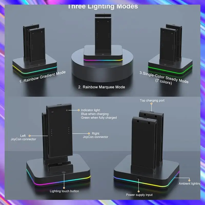 مناسبة لقاعدة شحن بمقبض Switch2 SW2 4 في 1 قبضة شحن NS2 مقبض صغير