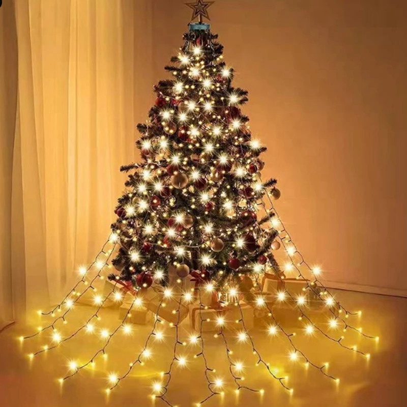 Christmas Tree Lights IP65 Water Proof 16 Lines 8 Modes Christmas Lights Indoor Outdoor Christmas Decorations EU Plug Promotion