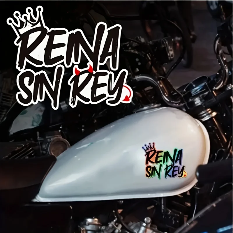 1 pegatina holográfica "Rena Sin Rey" para decoración de estilo de motocicleta de coche estilo español-accesorio de calcomanía temática
