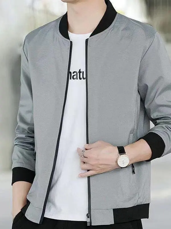 

Весенне-осенний бейсбольный воротник, мужское корейское спортивное повседневное пальто для папы, молодежное летнее джето, тонкая модель, дышащее легкое пальто