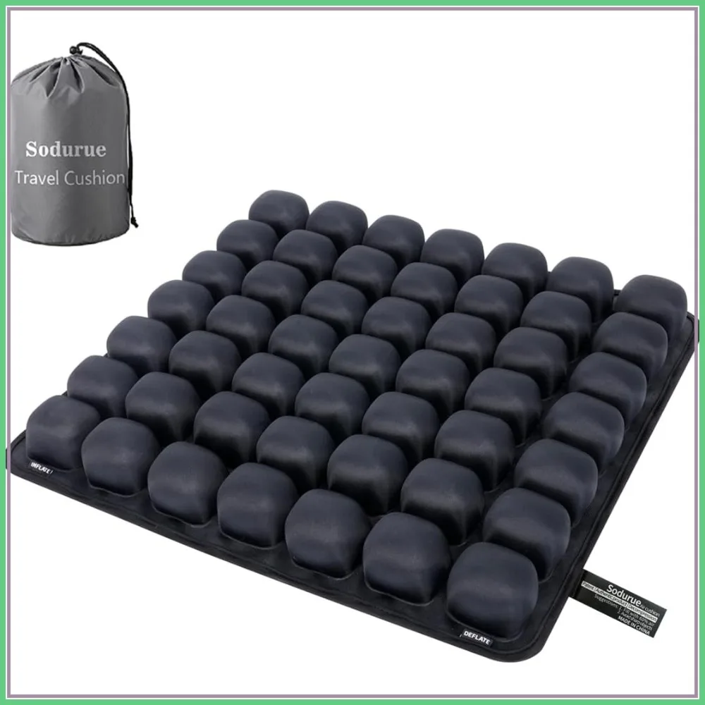 

Press Type Inflatable Seat Cushion for Airplane Travel, 49 Airbags Ergonomic Support for Car Office Stadium, Heavy Duty 440 lbs