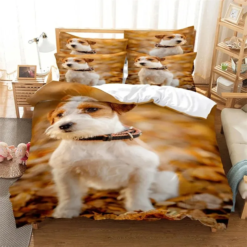 Juego de cama con estampado de animales en 3D para dormitorio de niños adolescentes, juego de funda nórdica de Bulldog Francés Pug, lindo perro travieso de microfibra doble