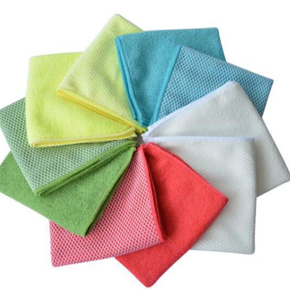 

4Pcs Superfine Fiber Cleaning Cloth Mesh Design for Kitchen Scouring Pad Absorbent Duster Cloth Wash Fruit Bowls Dishes