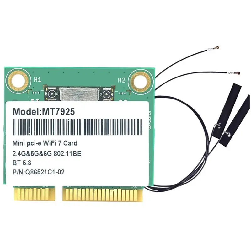 

AED7-MT7925 Wifi 7 Network Card 5400Mbps Bluetooth 5.3 Tri Band 2.4G 5G 6G Wifi Adapter MINI PCIE Wireless Card With Antenna