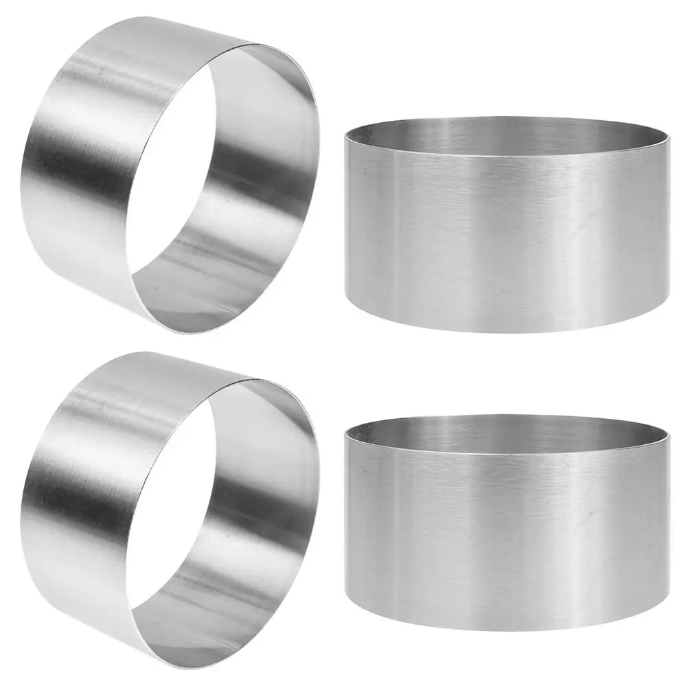 

4 Pcs Round Stainless Steel Baking Mold Cake Rings 10x10x25cm Decorative Pastry Frost Form Acetate Collars Easy Clean