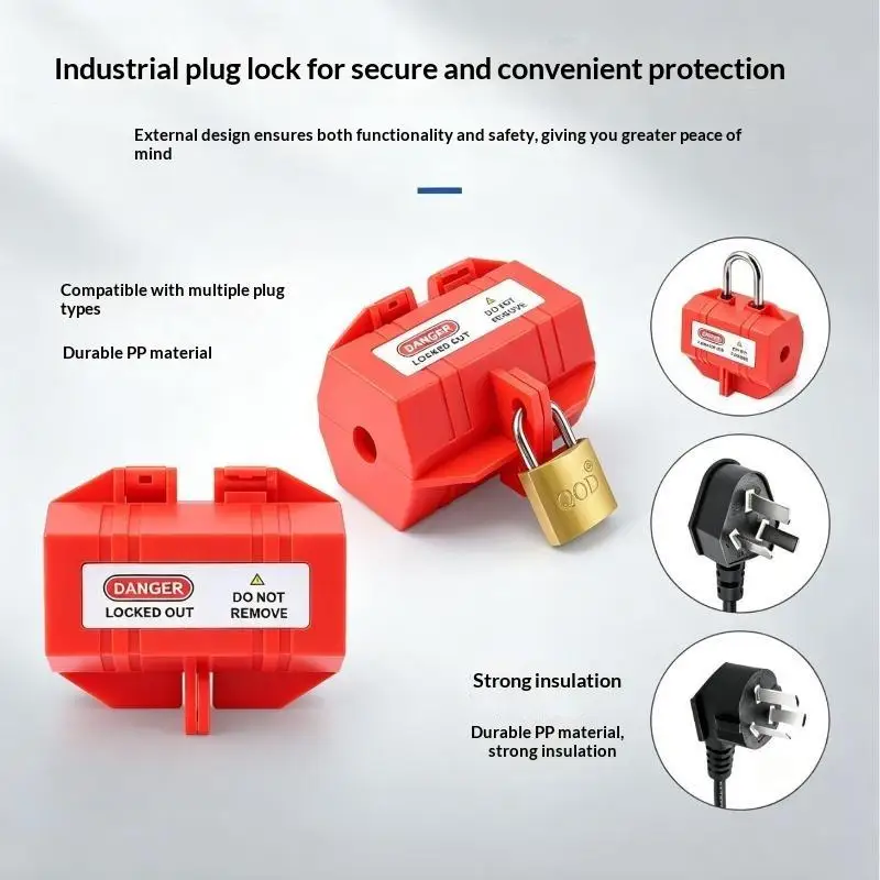 Lock Plug Lock Box Electrical Plug Plastic Tag Out Plug Power Lock S/M/L Engineering Industrial Plug Lock Lockout Box