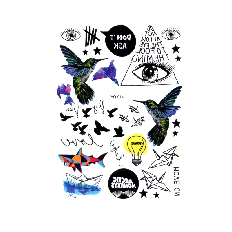 

7 стилей, водостойкая временная татуировка с птицами, наклейка Tatuajes, поддельная татуировка с рукавами, татуировки хной, наклейки для боди-арта