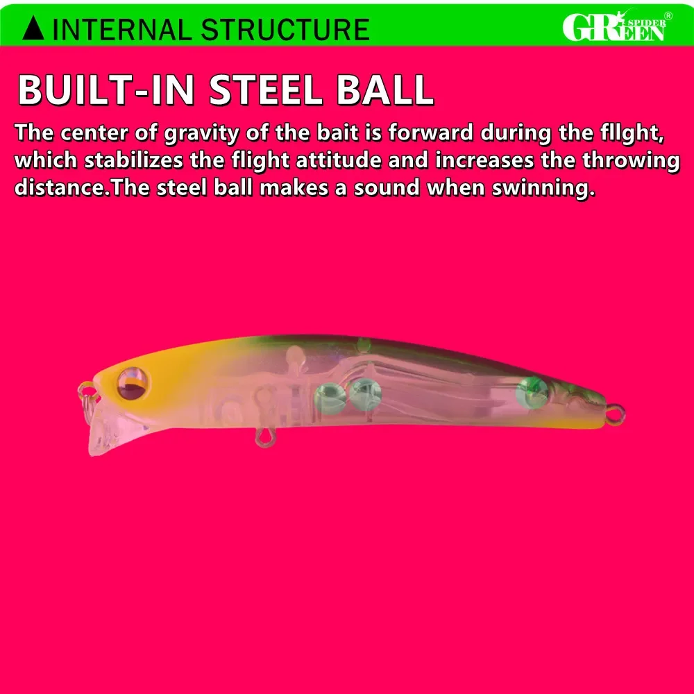 GREENSPIDER 90mm 12g Wolfram Gewicht System Top Angeln Lockt Minnow Kurbel Wobbler Qualität Angelgerät Haken Für Angeln – Detail 5