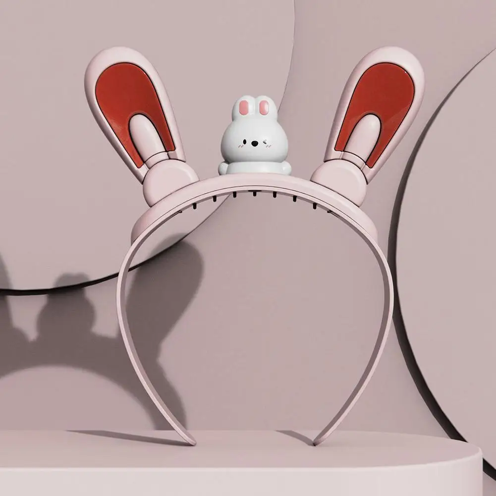 

Kids Electric Flashing Bunny Ears Headband LED Light Up Hair Clip With Auto Swing Cute Cartoon Headwear For Girls V5L0