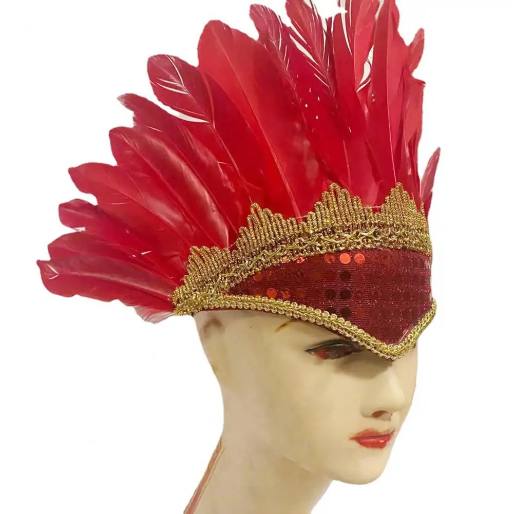 

Carnival Indian Chief Hat Hair Accessories Party Ultralight Sparkling Embellished Luxurious Headdress Colored Feather Headwear