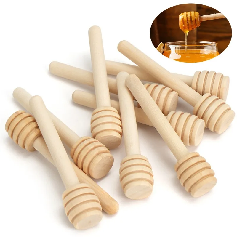 

1 wooden honey stick stirring spoon, used for honey jar portioning, long-handled wooden honey spoon suitable for bar honey jar supplies, milk tea stirring, and dessert tools - suitable for weddings, parties, and festive use