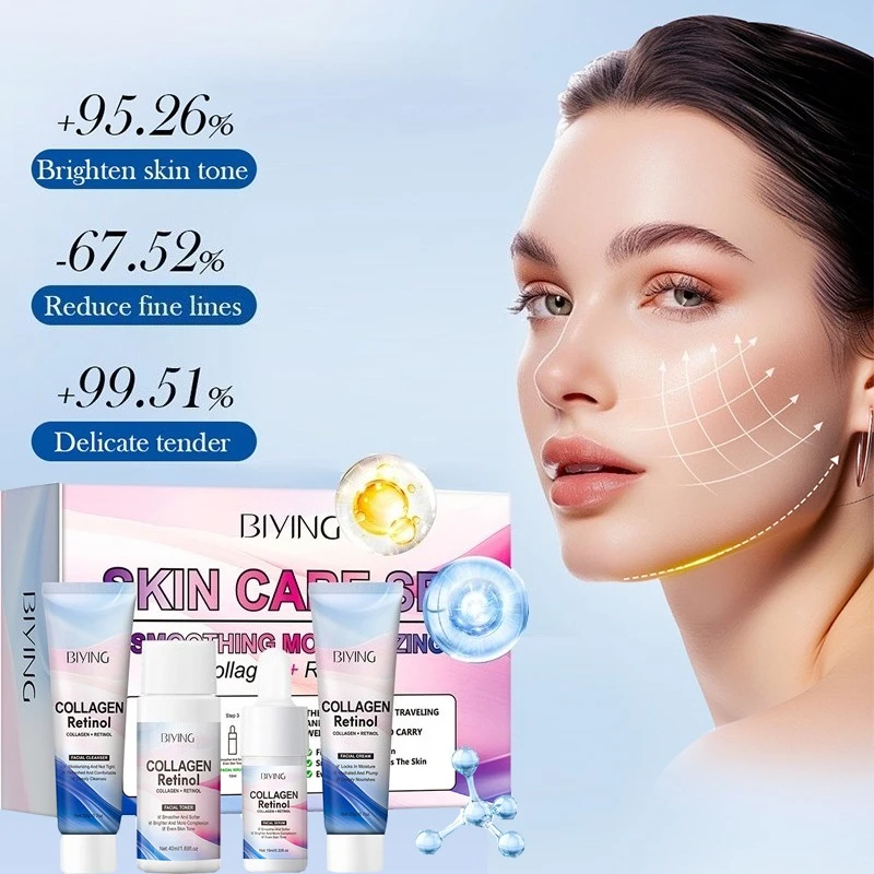 

Collagen Retinol Anti-Wrinkle Firming Set Travel Skin Care Product Set Anti-aging Light Pattern Moisturizing Brighten skin tone