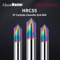 Chowmaster Carbide Chamfer Milling Cutter HRC55 3 Flute DLC Coated Aluminum End Mill 60 90 120 Degree Router Bit for Al Copper