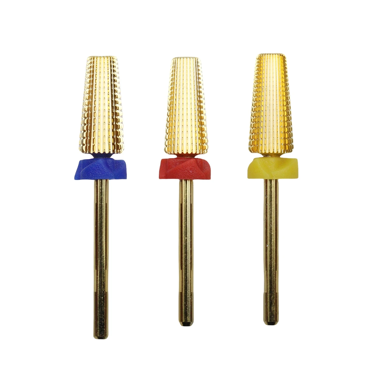 Broca Profesional 5 en 1 de Carburo de Oro para Uñas – Broca de Tungsteno Afilada y Duradera para Remoción Rápida de Gel, Cuidado de Cutículas y Pulido de Uñas