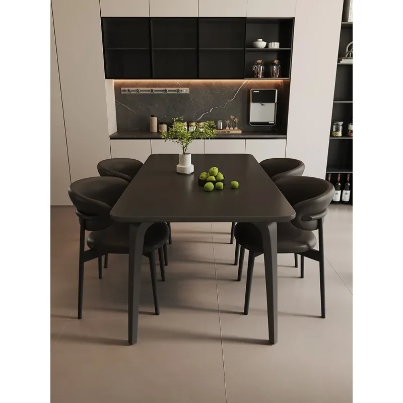 

Rock slab dining table and chair combination Italian minimalist small apartment home modern simple rectangular dining table
