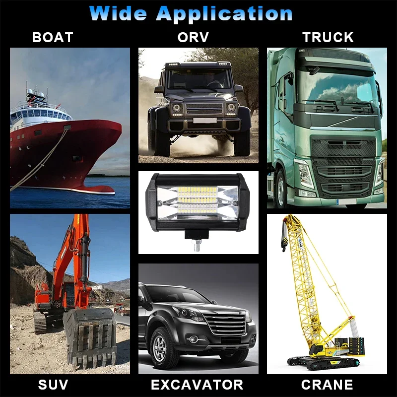 Car Work Light LED Offroad 4x4 Spotlights Fog Lamp Diode Headlight SUV ATV Tractor Boat Trucks Excavator Light Bar 12V 24V view 6