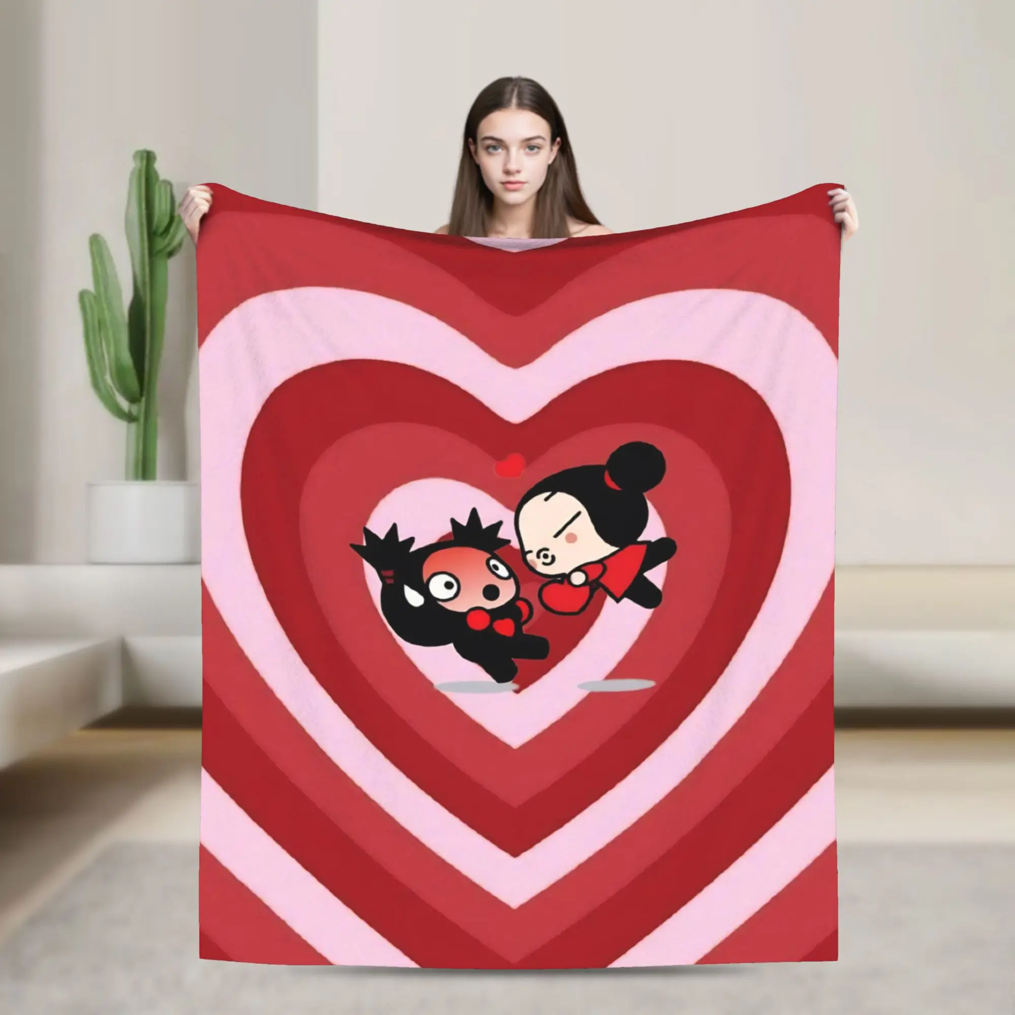 

Милое аниме-одеяло P-Pucca из кораллового флиса, плюшевое текстильное украшение, многофункциональные теплые пледы для кровати и автомобиля