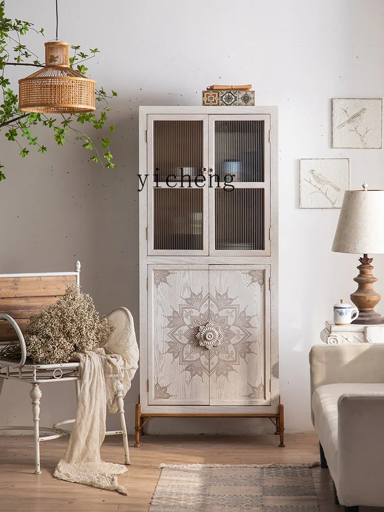 XL Storage Cabinet Floor Display Cabinet Made of Glass Hallway Curio Cabinet Wall Sideboard Cabinet