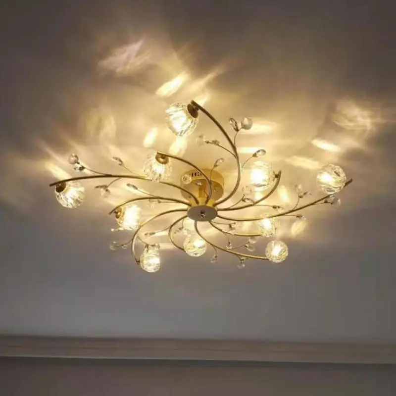 

Modern Gold Crystal Ceiling light LED G9 Restaurant chandelier surface lighting Luxury Bedroom LED Ceiling fixture wedding Lamp