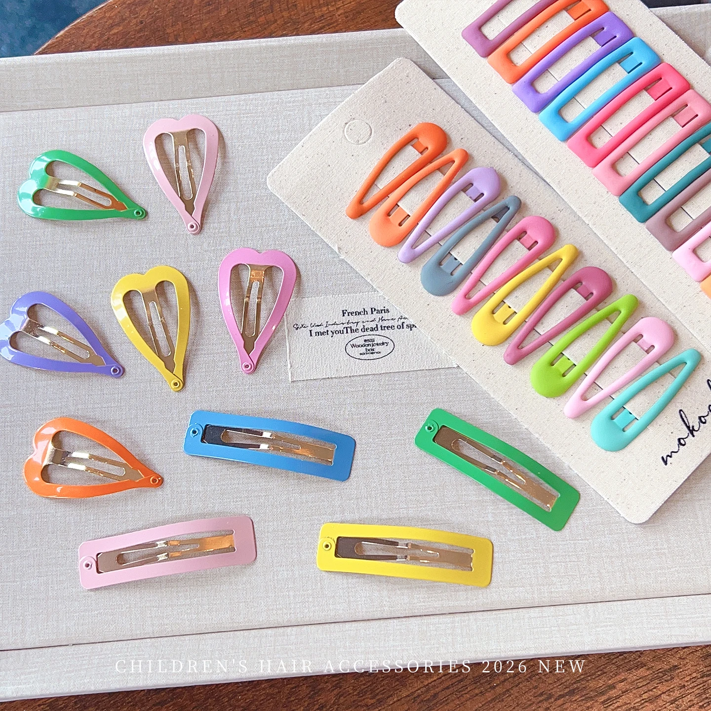 2026 New 10pcs/set Minimalist Solid Color Hair Barrettes Rectangle Drop Heart Macaron Color No Hurt Hair BB Clips for Baby Girls