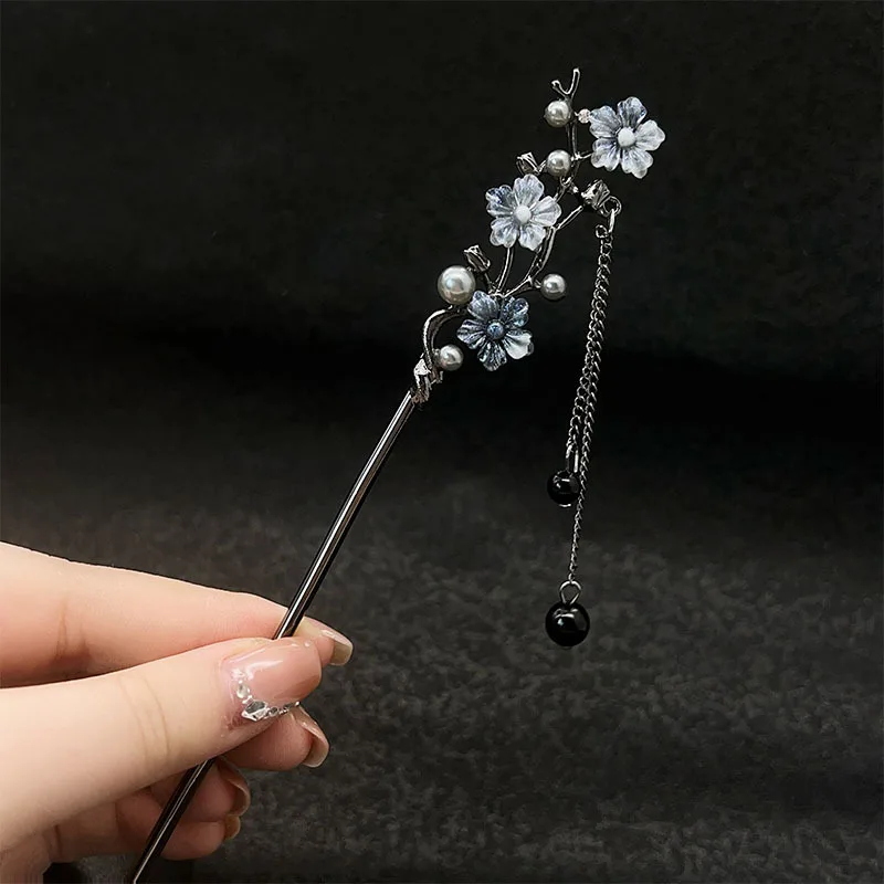 Vintage Flower Beads Tassel Hairpin for Women Girl New Jewelry Gifts Headdress Hair Clip Chinese Hanfu Hair Sticks Accessories