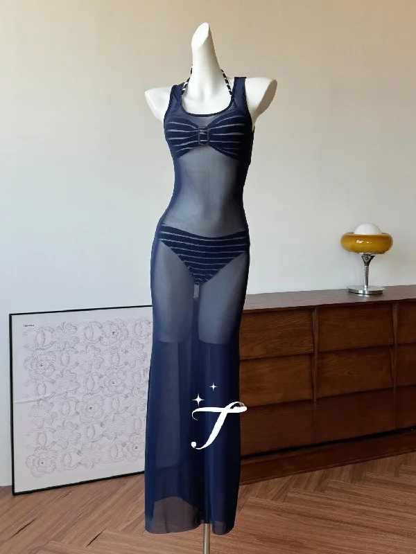 

Сексуальный длинный пляжный купальник Island Vaion с полосками, треугольное бикини с чашечками, без косточек