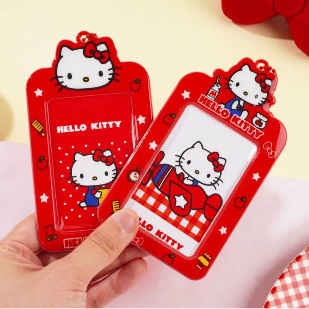 

Kawaii Japanese Anime Hello Kitty Red CardHolder Cute Girl Idol 3-Inch Photo Storage Pendant Student ID CardHolder Birthday Gift