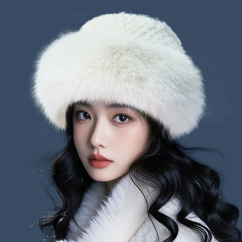 2027 New Two-Tone Warm Fleece Beanie for Women, Thickened Fall/Winter Fashion Hat, Fisherman's Hat