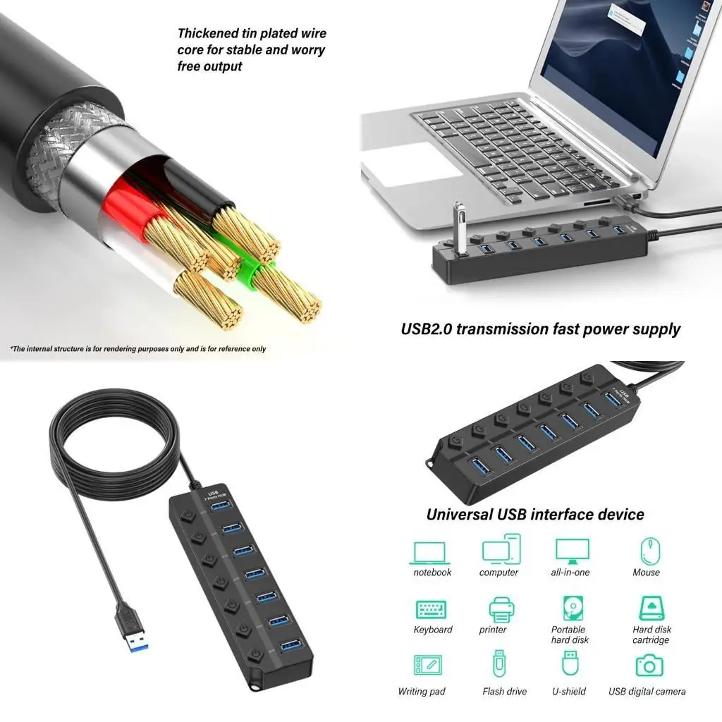 

R53C Portable USB -концентратор USB HUB Multious Adapter с 7/4 расширяемого порта и переключает быстрое синхронизацию для