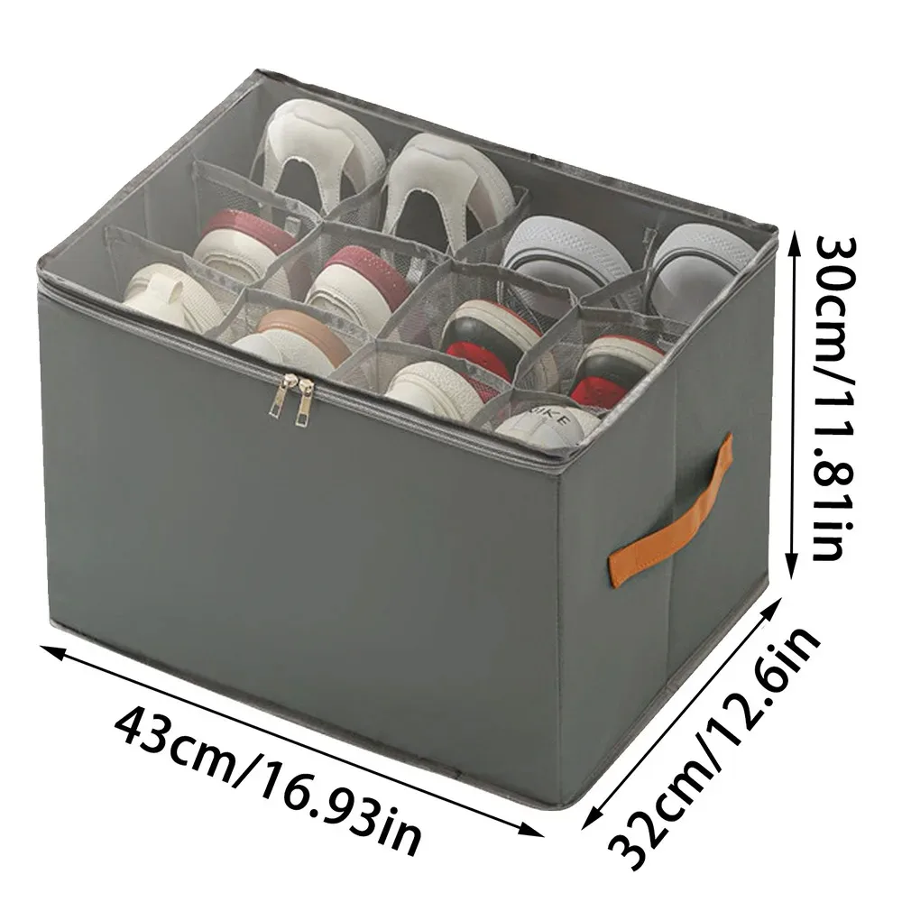Scatola per scarpe portaoggetti a griglia multifunzionale 1PC Tessuto pieghevole transfrontaliero con coperchio Scatola portaoggetti per articoli vari antipolvere e lavabile