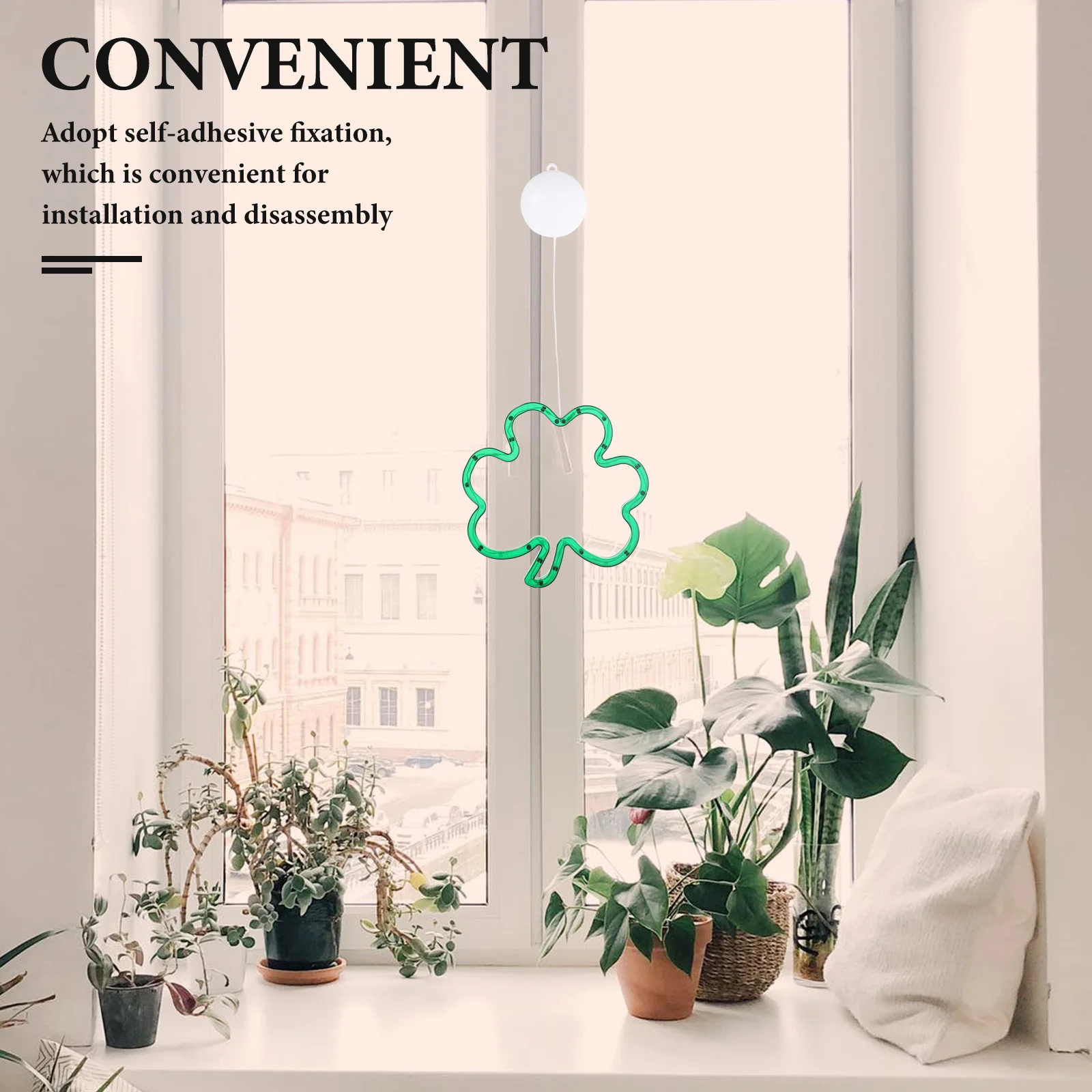 Green Shamrock Light Favor Power Operated Window Lights Without Adhesive